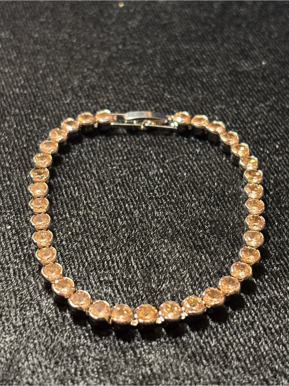 4.4mm Silver Tone Champagne CZ Tennis Style Bracelet 8in.